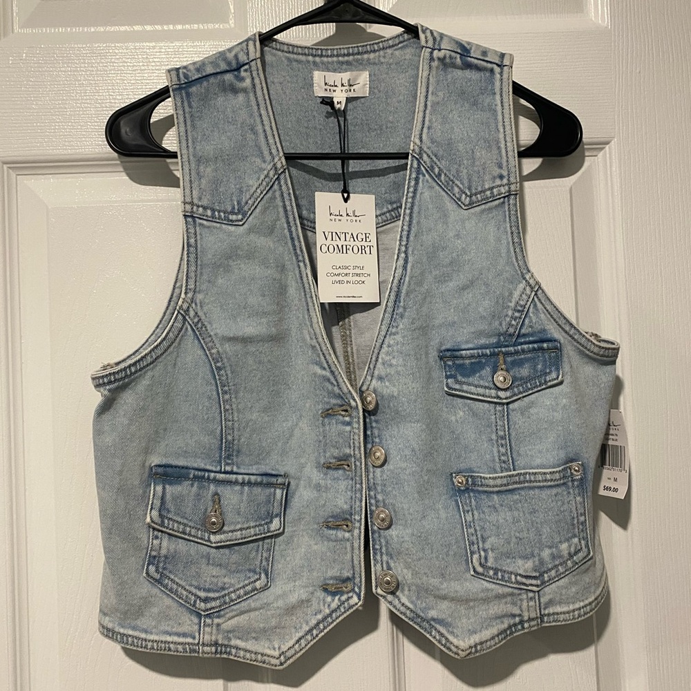 Nicole Miller Light Blue Denim Vest